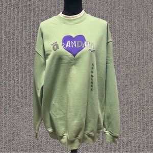 Best Grandma Ever Top Embroidered Cotton Lime Green Size XL